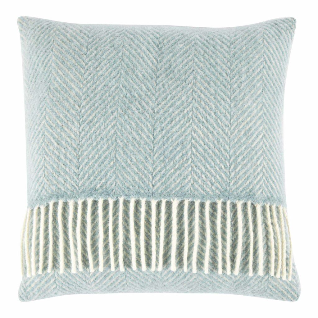 Duck egg pure new wool cushion