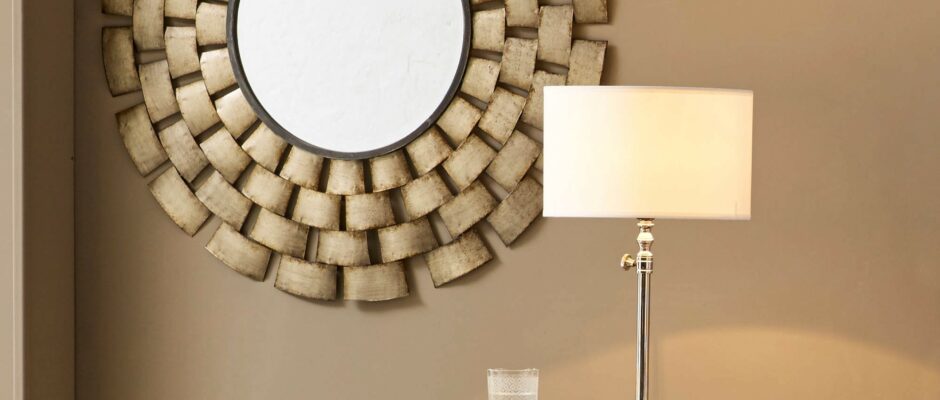 Downton bedside table lumina lamp base grey velvet bedspread